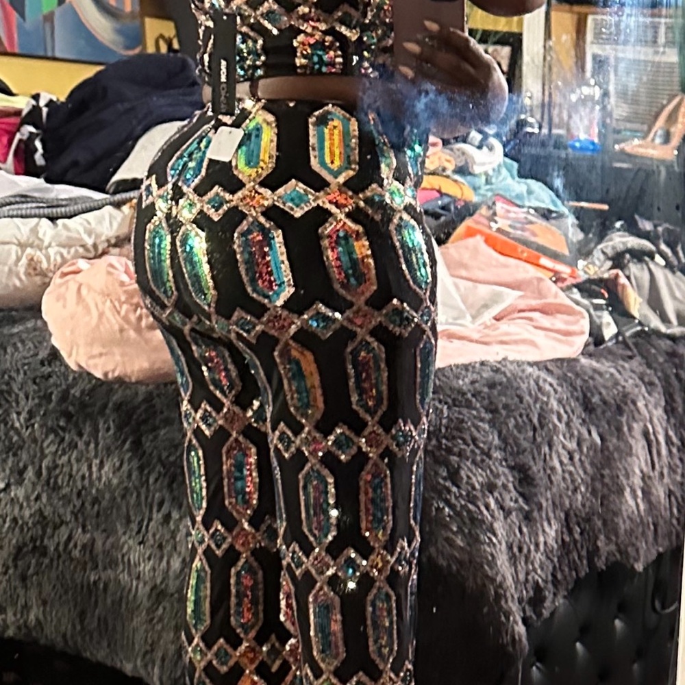 Sequin Geometric Dress